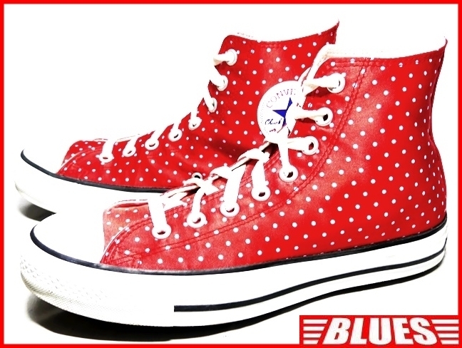 即決★CONVERSE★26cm ハイカットスニーカー コンバース メンズ 7.5 赤 レッド 8ホールシューズ ドット柄 オールスター 水玉