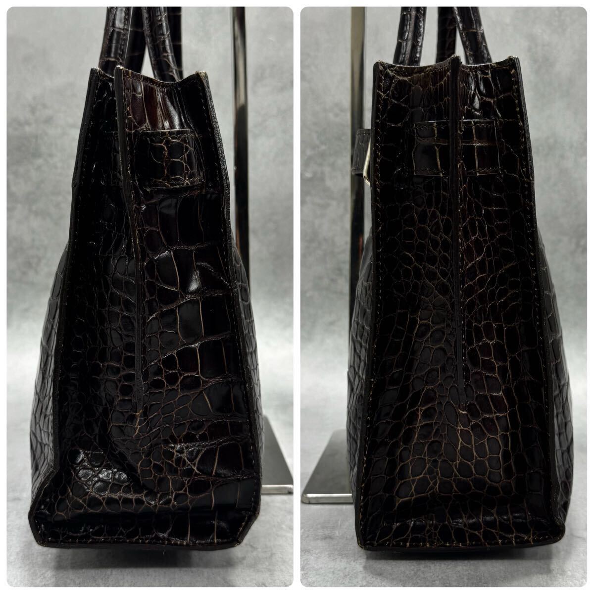 美品/A4収納◎ フルラ FURLA クロコダイル型押し センター取り 美品/A4収納◎ フルラ FURLA クロコダイル型押し センター取り