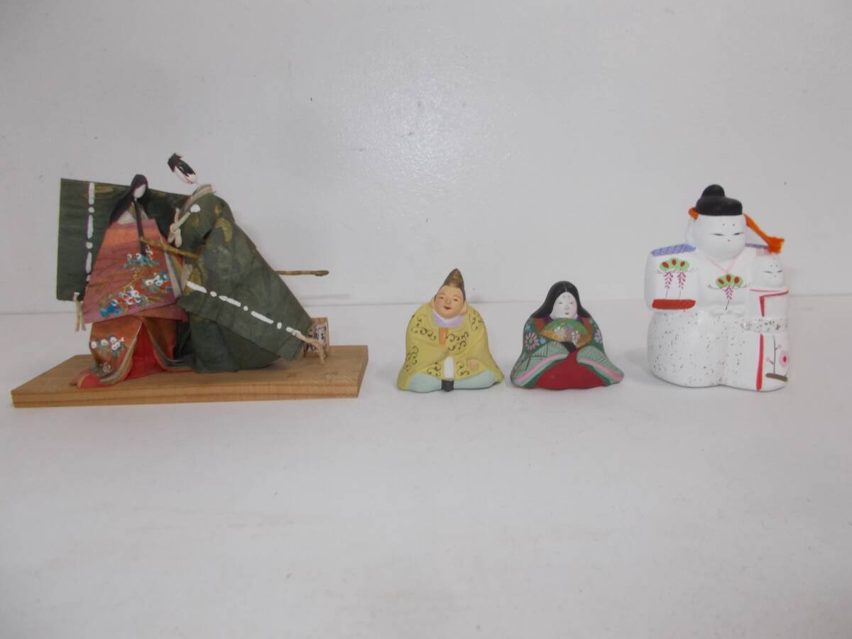 ☆古い昔の雛人形3種☆紙細工ひな・陶器ひな・ひな土鈴☆郷土民