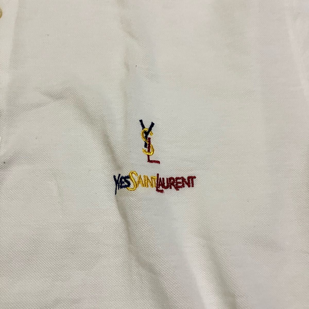 未使用　イヴ?サンローラン　ロゴ　マルチカラー　刺繍　デッドストック