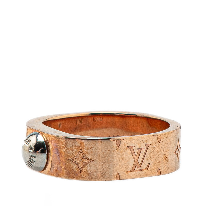 ルイ ヴィトン ナノグラム バーグ リング 指輪 サイズ：M M00214 ピンクゴールド シルバー メッキ メタル LOUIS VUITTON 【中古】