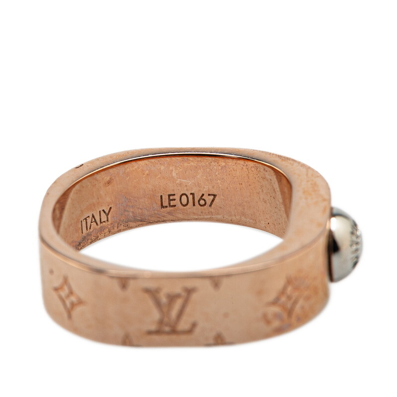 ルイ ヴィトン ナノグラム バーグ リング 指輪 サイズ：M M00214 ピンクゴールド シルバー メッキ メタル LOUIS VUITTON 【中古】