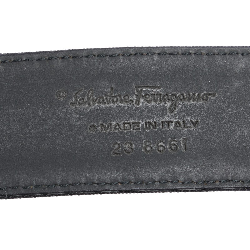  Salvatore Ferragamo vala пряжка ремень размер :S черный серебряный кожа нейлон Salvatore Ferragamo [ б/у ]