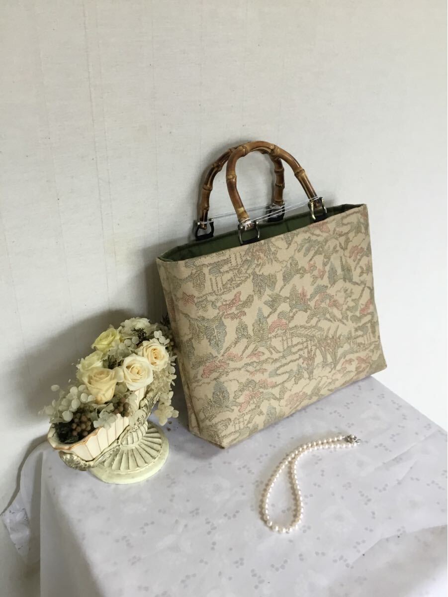 花ぷらら・1点物・オリジナル・洋服でも着物でも使える・ハンドメイド・リメイク・大島紬・カバン・トートバッグ・355