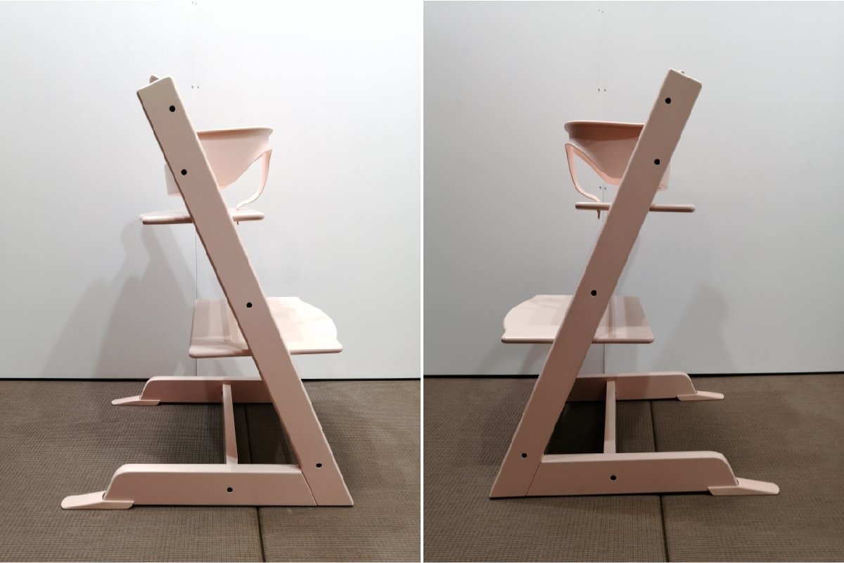 Stokke ベビーチェア 2022年制■ハイチェア 本體 トリップトラップ ベビーセット付 赤ちゃん 椅子 セレーヌピンク 6ヶ月 大人80kgまで 北歐