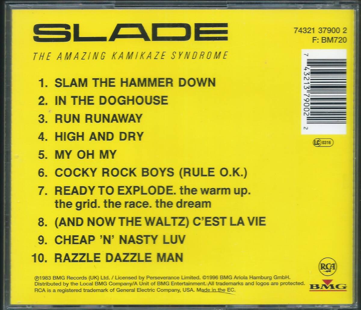 SLADE / The Amazing Kamikaze Syndrome 74321379002 EU盤CD スレイド Run Runaway My Oh My 4枚同梱発送可能_画像2