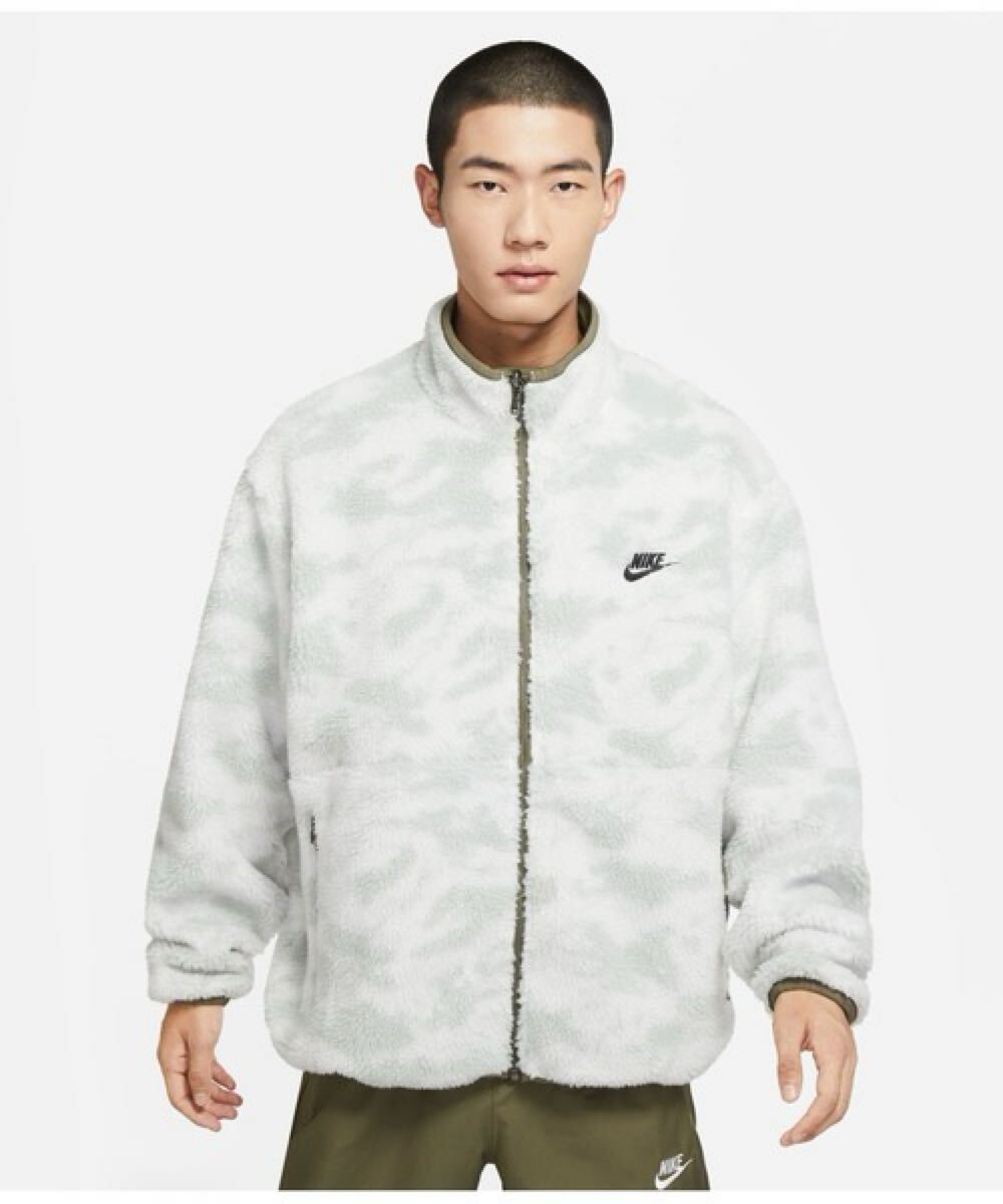 M リバーシブル NIKE クラブ+ ウィンター フリース トップ ナイキ ジャケット ボア ジャンバー ブルゾン 迷彩 カーキ_画像3