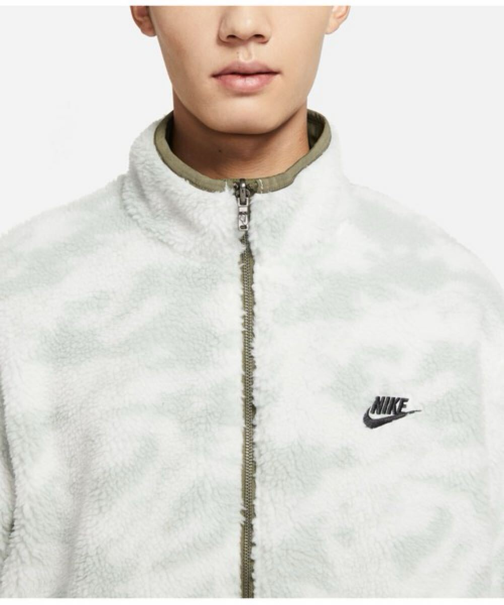 M リバーシブル NIKE クラブ+ ウィンター フリース トップ ナイキ ジャケット ボア ジャンバー ブルゾン 迷彩 カーキ_画像5