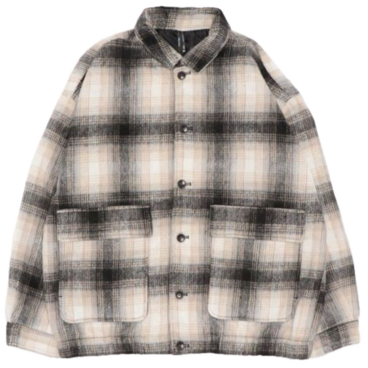 INASTUDIOS ZOO HALHAM ジャケット ベージュ XL アウター X-LARGE チェック ジャケット ネルシャツ ブラック グレー_画像1