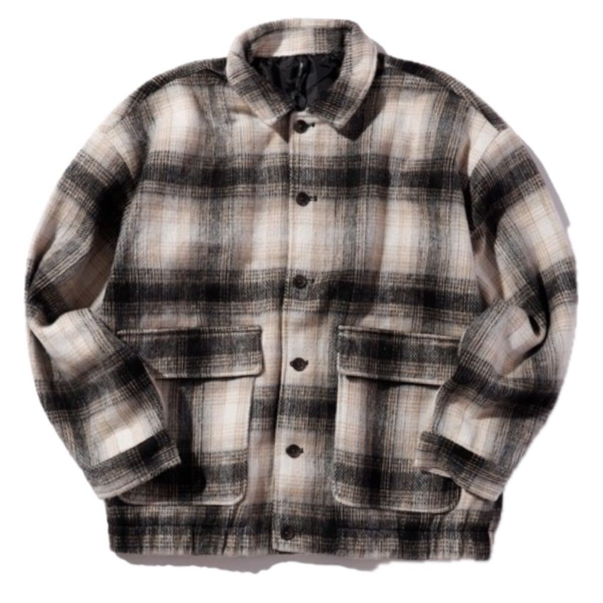 INASTUDIOS ZOO HALHAM ジャケット ベージュ XL アウター X-LARGE チェック ジャケット ネルシャツ ブラック グレー_画像3