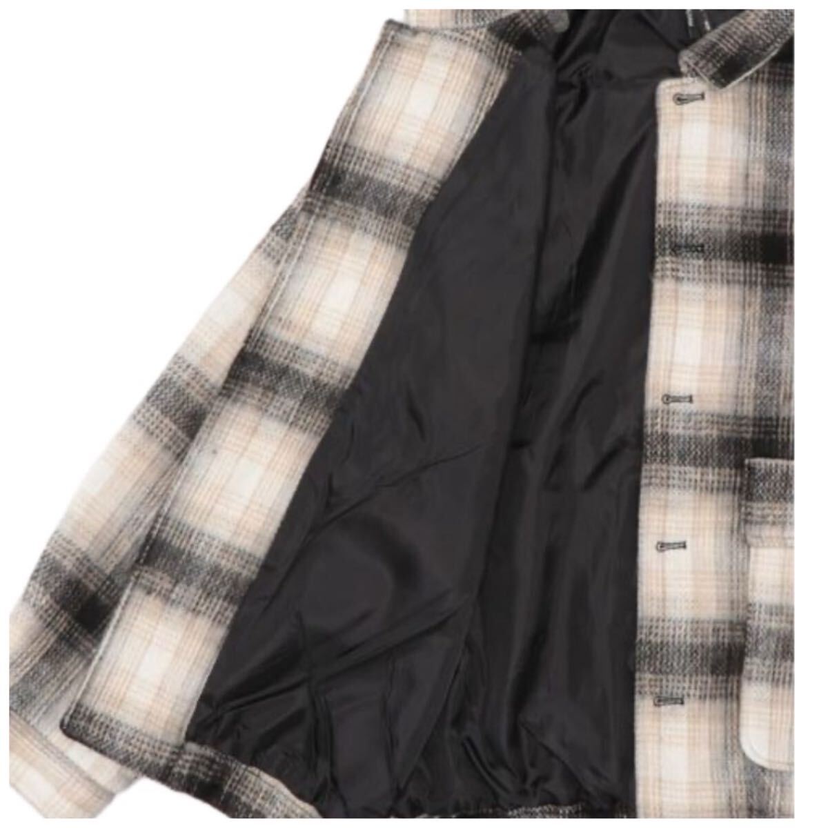 INASTUDIOS ZOO HALHAM ジャケット ベージュ XL アウター X-LARGE チェック ジャケット ネルシャツ ブラック グレー_画像4
