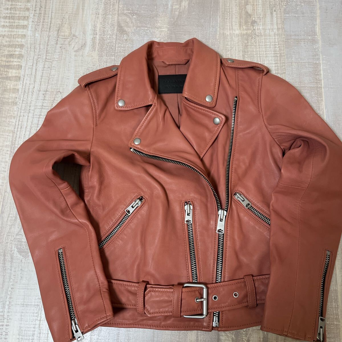 ☆美品☆ ALLSAINTS ダブルライダースジャケット　ラム子羊　レディース ☆美品☆ ALLSAINTS ダブルライダースジャケット ラム子羊