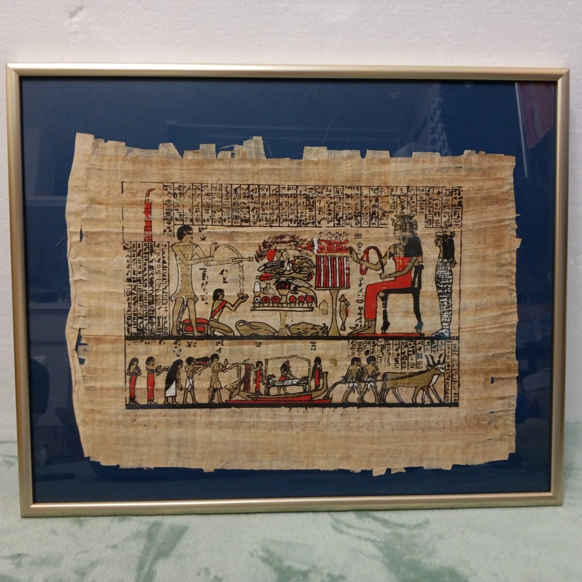 エジプト パピルス 絵画 古代 額縁付き 壁画 額 絵 インテリア エジプト パピルス 絵画 古代 額縁付き 壁画 額 絵 インテリア