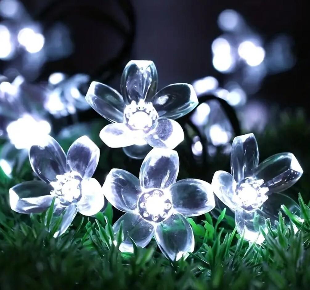 1302【新品未使用】20LED 3M/9.84フィート 単三電池式フェアリーライト フラワー 花 桜 イルミネーション 白 ホワイト
