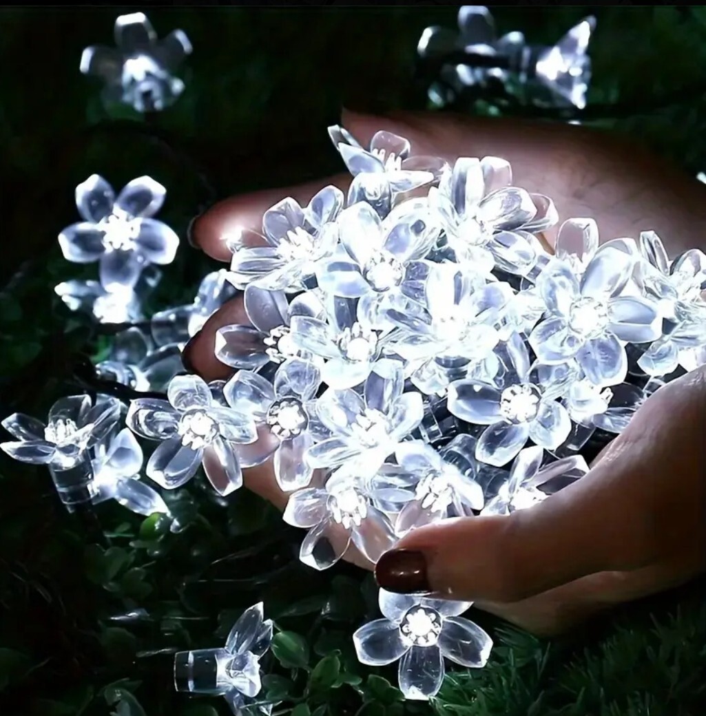 1302【新品未使用】20LED 3M/9.84フィート 単三電池式フェアリーライト フラワー 花 桜 イルミネーション 白 ホワイト