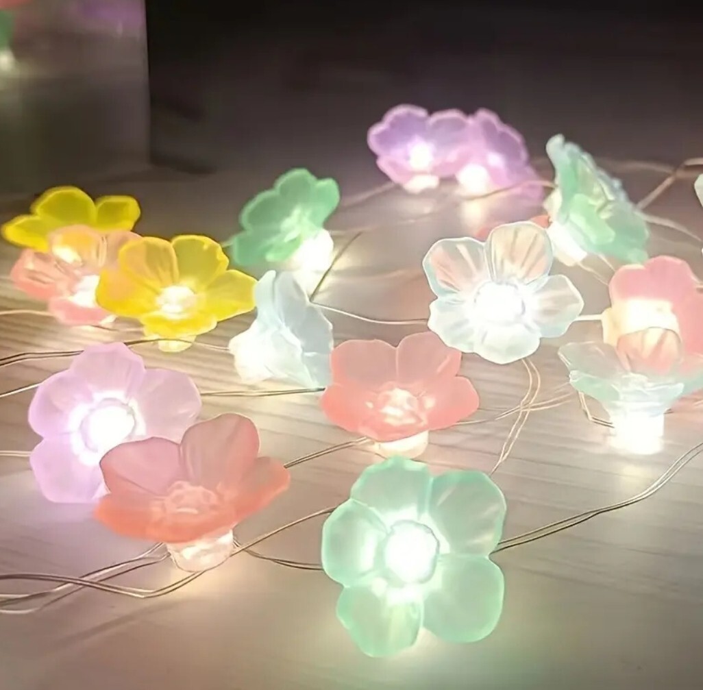 1306【新品未使用】30LED 3M/9.84フィート 単三電池式フェアリーライト フラワー 花 桜 イルミネーション マルチカラー カラフルレインボー