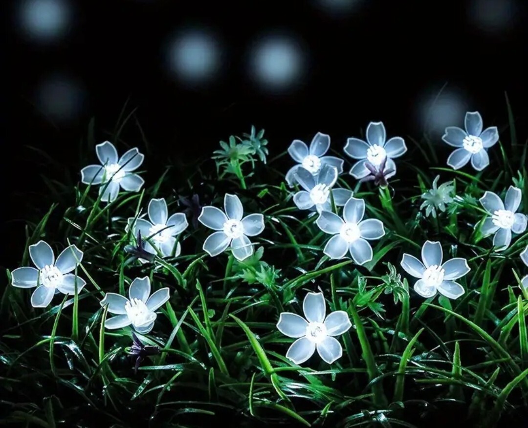 1302【新品未使用】20LED 3M/9.84フィート 単三電池式フェアリーライト フラワー 花 桜 イルミネーション 白 ホワイト