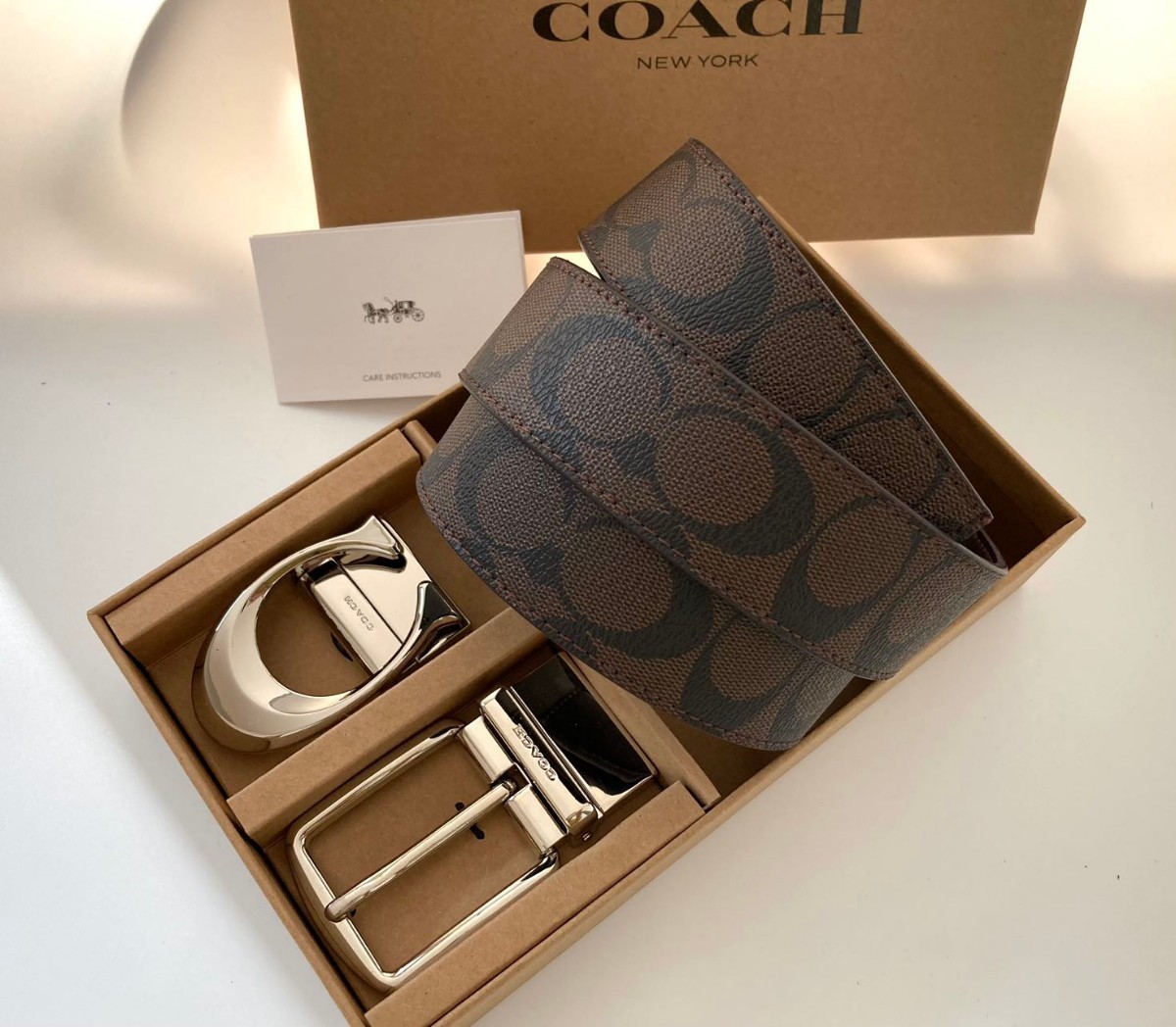 COACH シグネチャー リバーシブル シルバー バックル 回転式