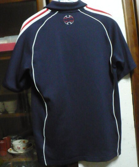 レア物?　完売品　adidas【アディダスジャパン(株)】制2005フランス代表半袖ポロシャツ　サイズ不明(S～以上)　ネイビー　レ?ブルー