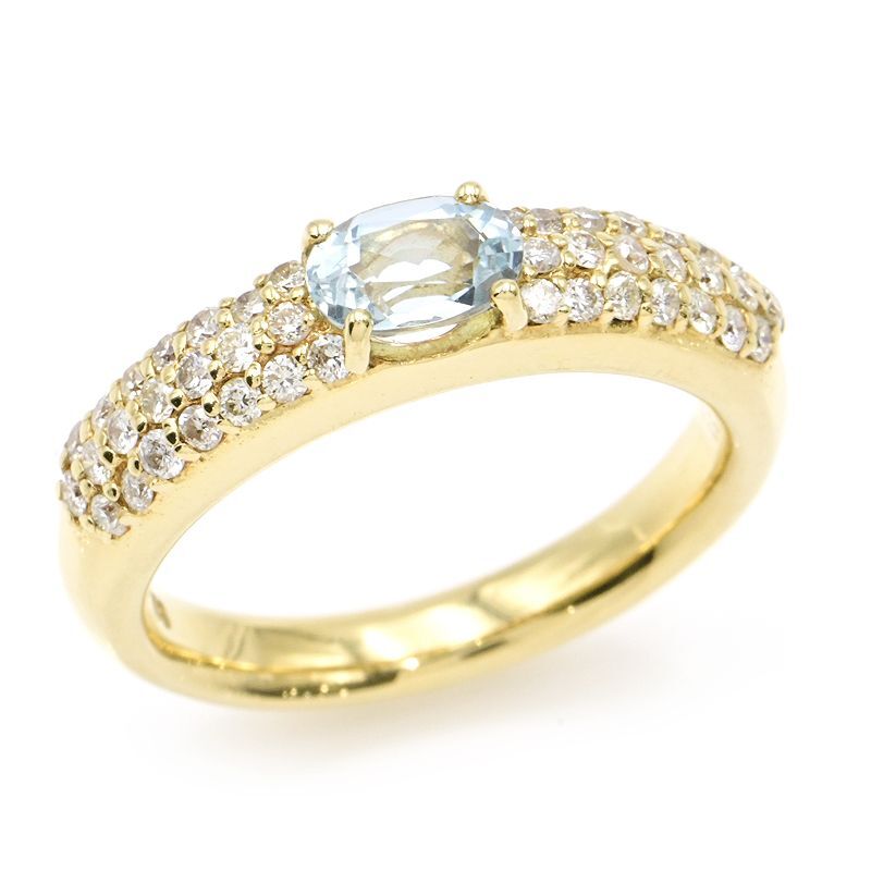 天然 アクアマリン リング レディース 指輪 イエローゴールド 加工 天然石 3月 誕生石 お守り 誕生日プレゼント 女性 ブランド | [Gem Stone King] 0.8カラット 天然 アクアマリン リング