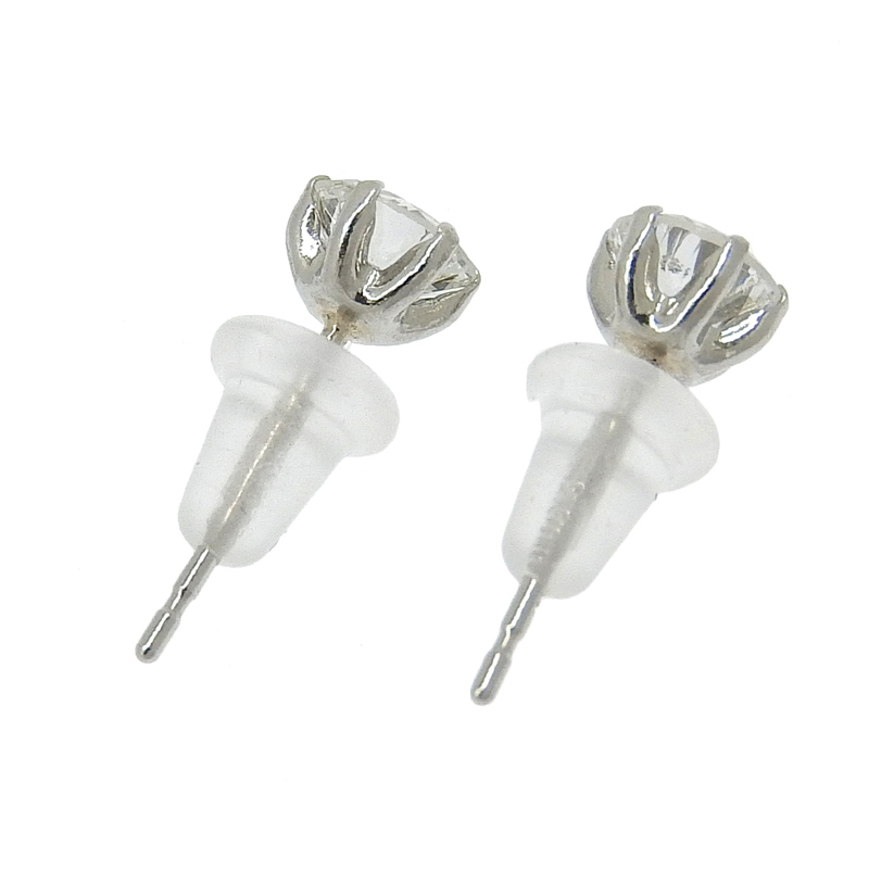 Gカラー/SI2/Good/0.391ct/0.356ct天然ダイヤモンドピアス Pt900 仕上済 両耳用 キャッチ式 1粒ダイヤ プラチナ 地金0.3g 中古 送料無料