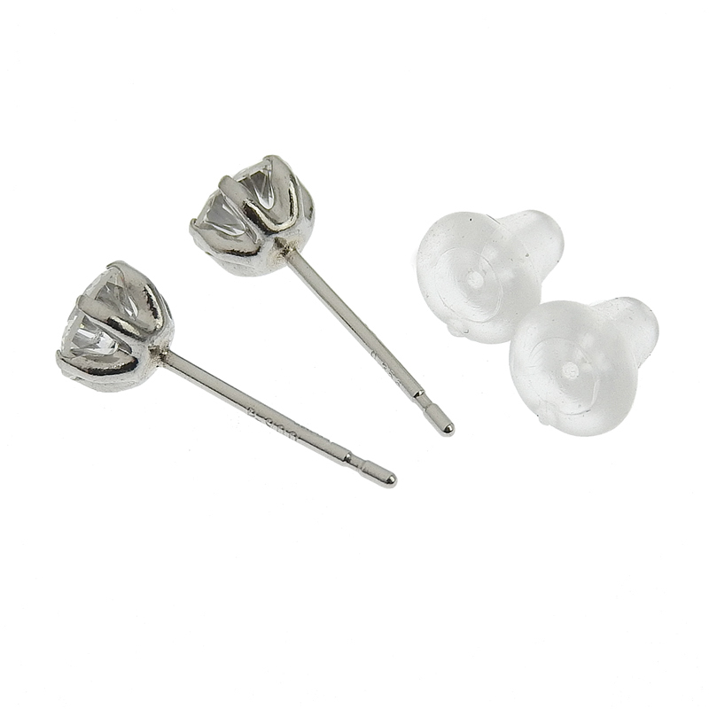 Gカラー/SI2/Good/0.391ct/0.356ct天然ダイヤモンドピアス Pt900 仕上済 両耳用 キャッチ式 1粒ダイヤ プラチナ 地金0.3g 中古 送料無料
