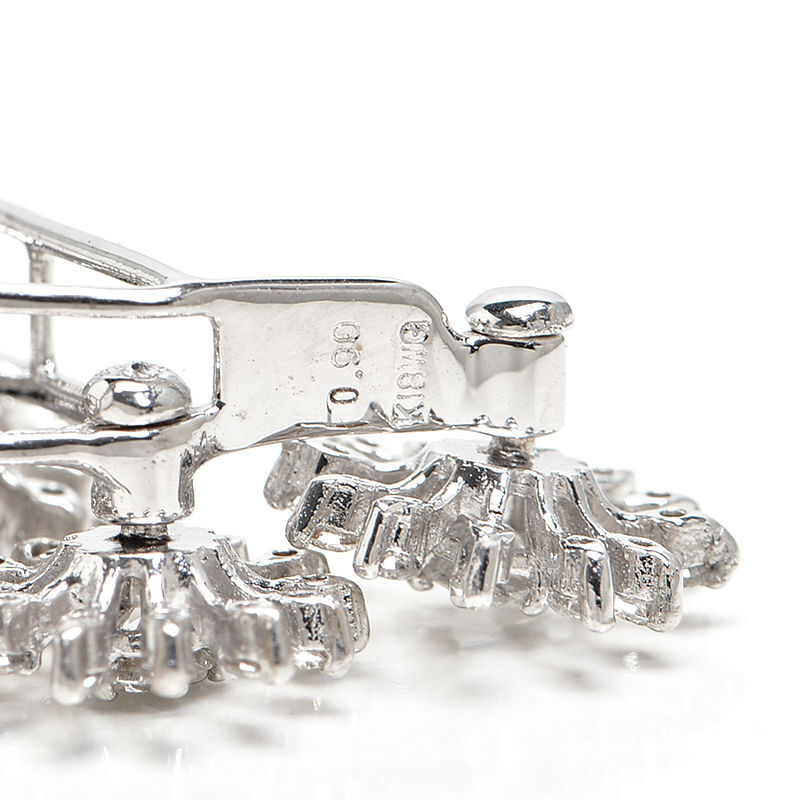 合計0.90ct天然ダイヤモンドネックレス K18WG 揺れる 動く フラワーモチーフ ダイヤペンダント ホワイトゴールド 地金6.4g 中古 送料無料_画像4