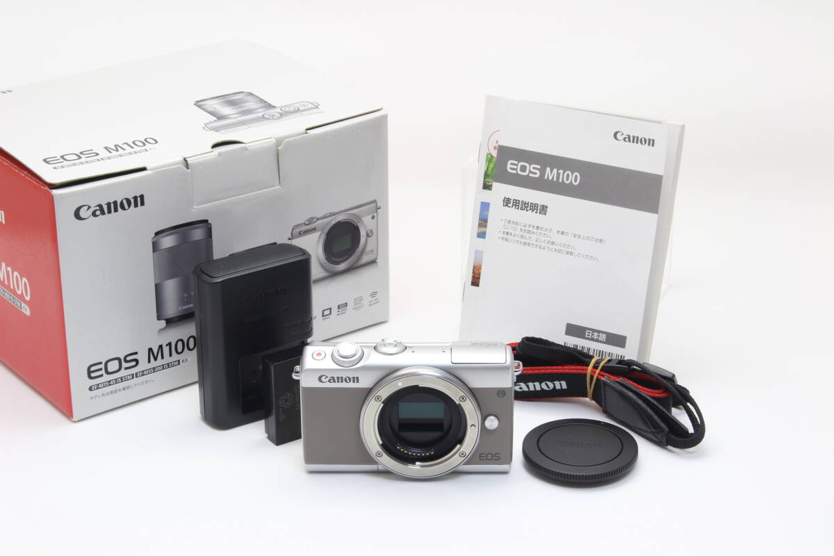 AA (新品級) Canon キヤノン EOS M100 グレー ボディ 初期不良返品無料 領収書発行可能
