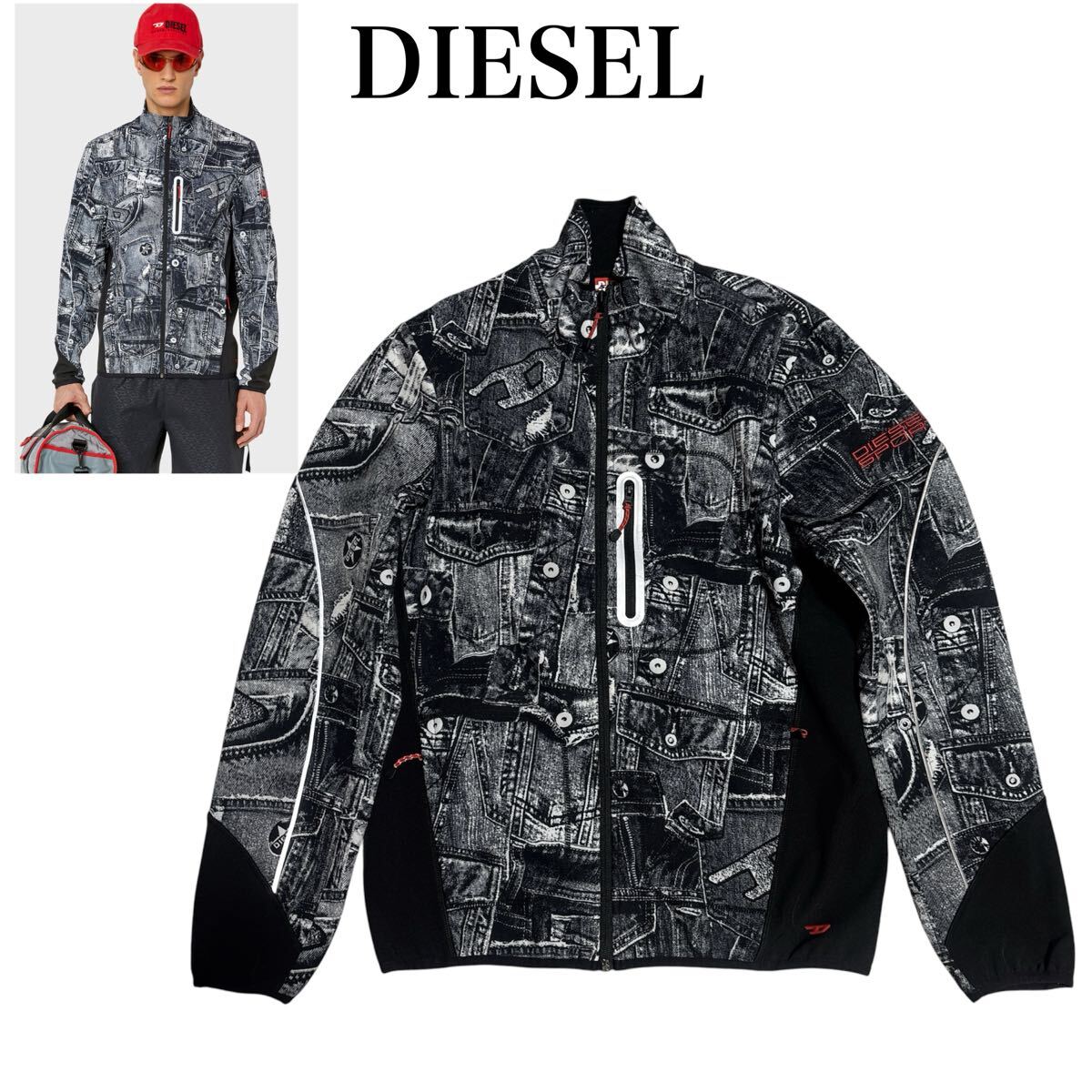 状態良 DIESEL SPORTS ディーゼル デニム 転写 ジャケット