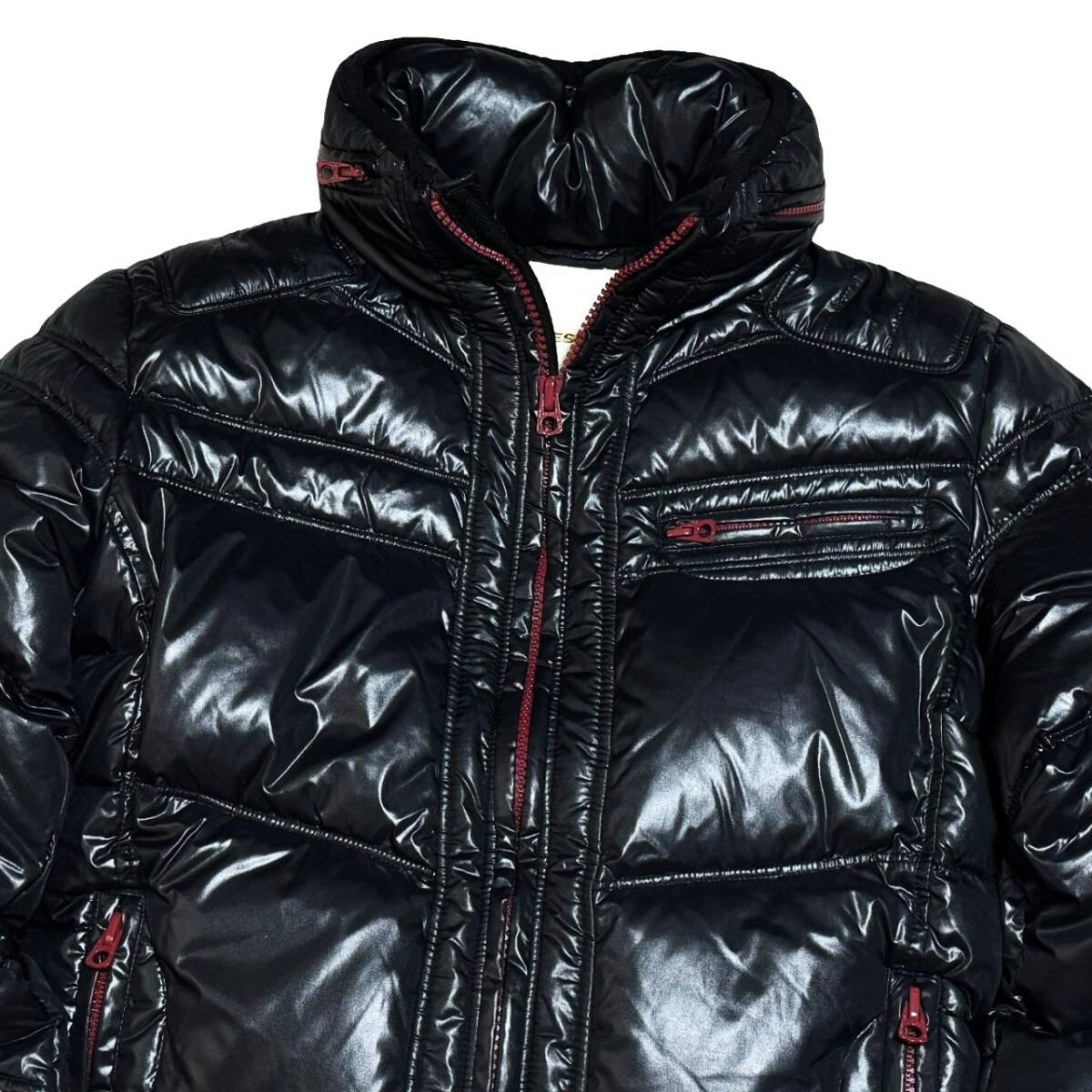  превосходный товар обычная цена 4.5 десять тысяч шедевр высшее .DIESEL дизель WEROCK нашивка воротник внутри капот встроенный автомобиль i колено Biker пуховик M чёрный красный Rider's 