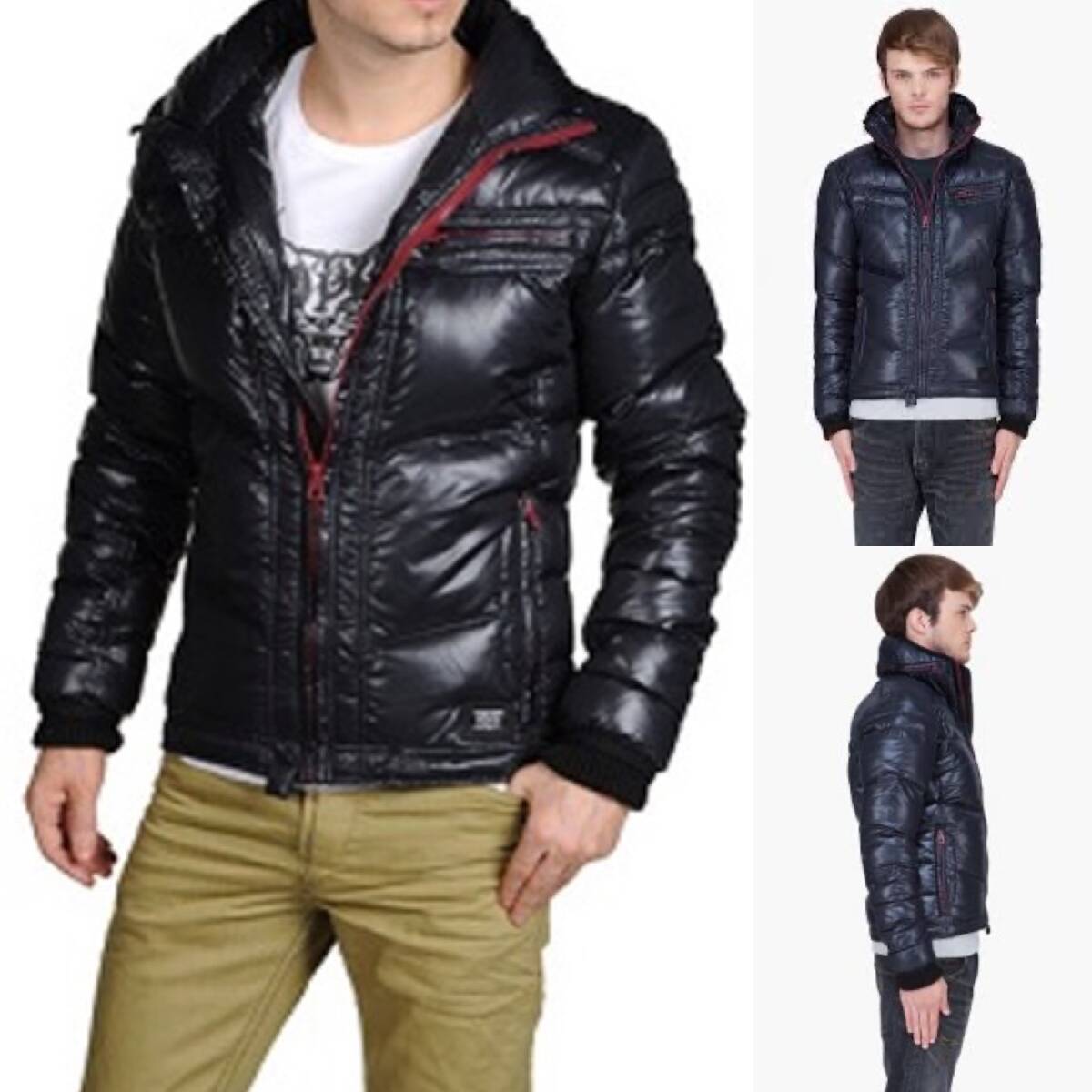  превосходный товар обычная цена 4.5 десять тысяч шедевр высшее .DIESEL дизель WEROCK нашивка воротник внутри капот встроенный автомобиль i колено Biker пуховик M чёрный красный Rider's 