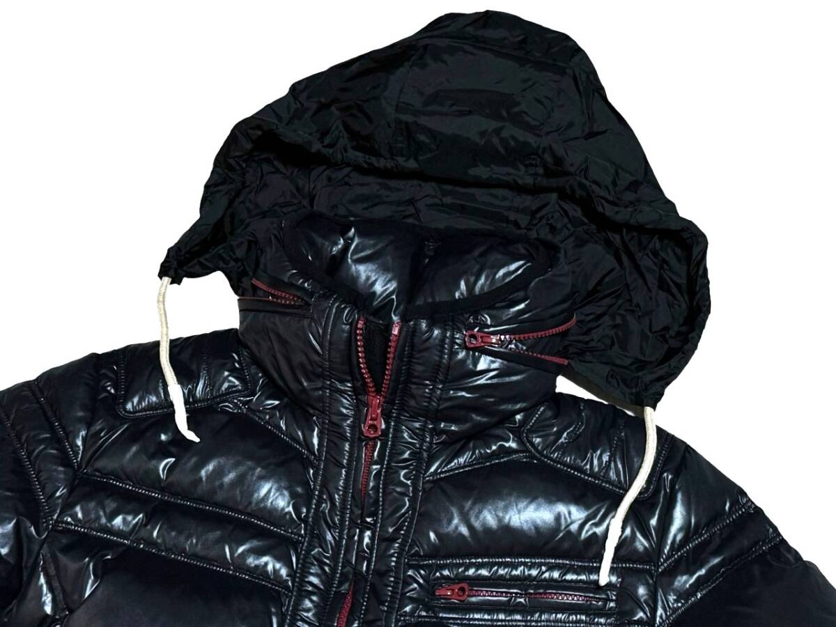  превосходный товар обычная цена 4.5 десять тысяч шедевр высшее .DIESEL дизель WEROCK нашивка воротник внутри капот встроенный автомобиль i колено Biker пуховик M чёрный красный Rider's 