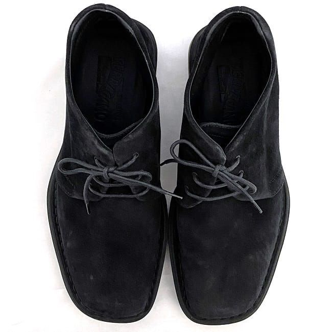  Salvatore Ferragamo ботинки черный ec-20556 прекрасный товар 24.5cm мужской замша кожа б/у 