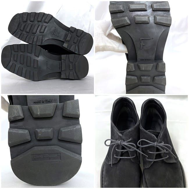  Salvatore Ferragamo ботинки черный ec-20556 прекрасный товар 24.5cm мужской замша кожа б/у 