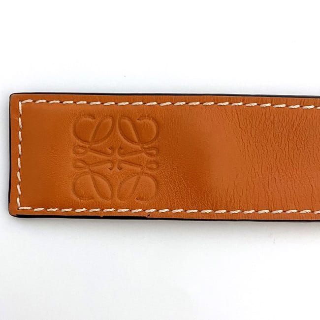 ロエベ ブレスレット オレンジ アナグラム 美品 パチンバンド レザー 中古 LOEWE アクセサリー ロゴ バンド　