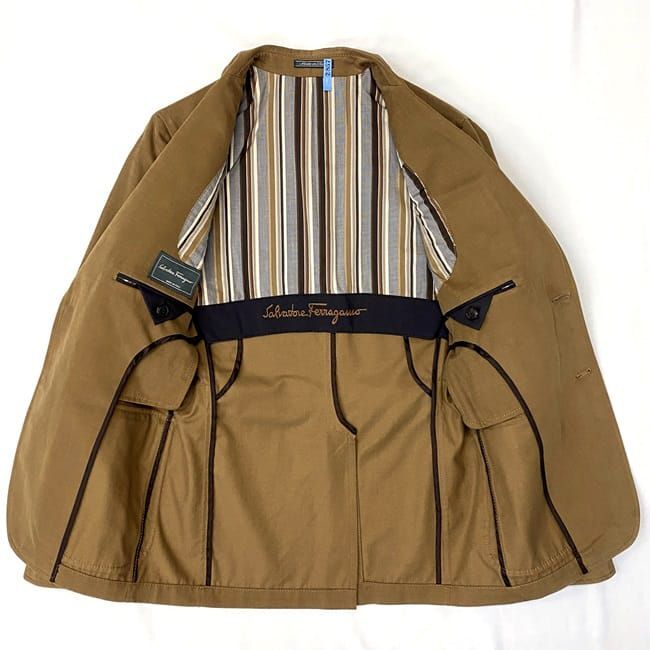  Salvatore Ferragamo жакет ec-21168 Brown мужской произведена чистка хлопок б/у 