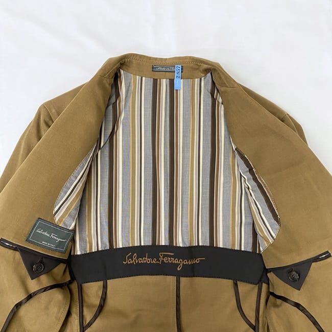  Salvatore Ferragamo жакет ec-21168 Brown мужской произведена чистка хлопок б/у 