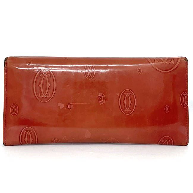 カルティエ 二つ折り 長財(cái)布 レッド ハッピーバースデー L3001281 財(cái)布 美品 レザー 中古 Cartier　