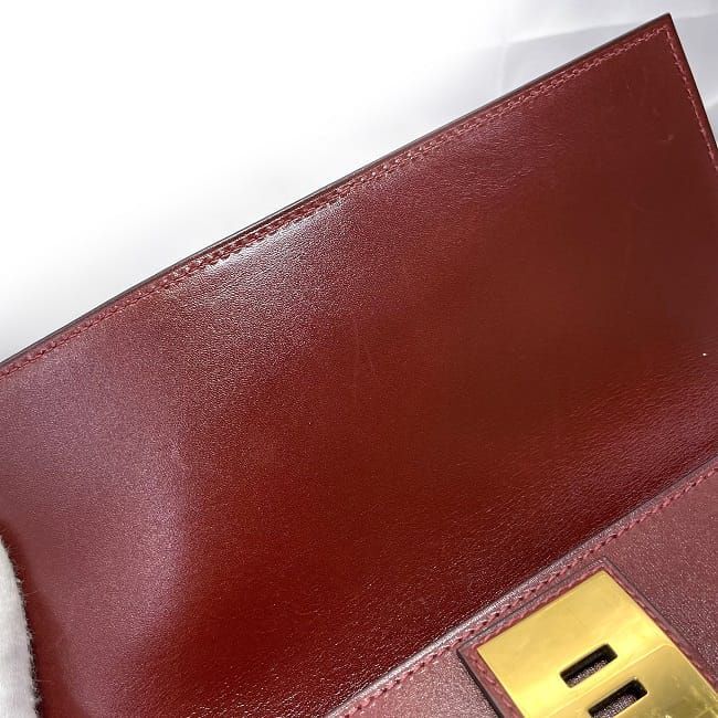 エルメス クラッチバッグ レッド メドール 美品 パーティー バッグ レザー ボックスカーフ 中古 □O 刻印　_画像8