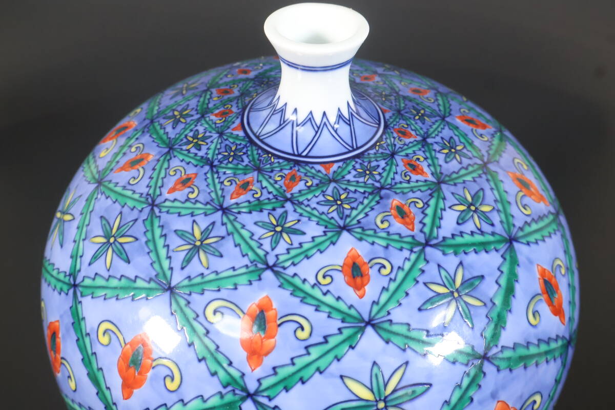 やま 和】(A1900) 作家物 有田焼 山徳窯 徳永象次 色絵花文大壺 花瓶