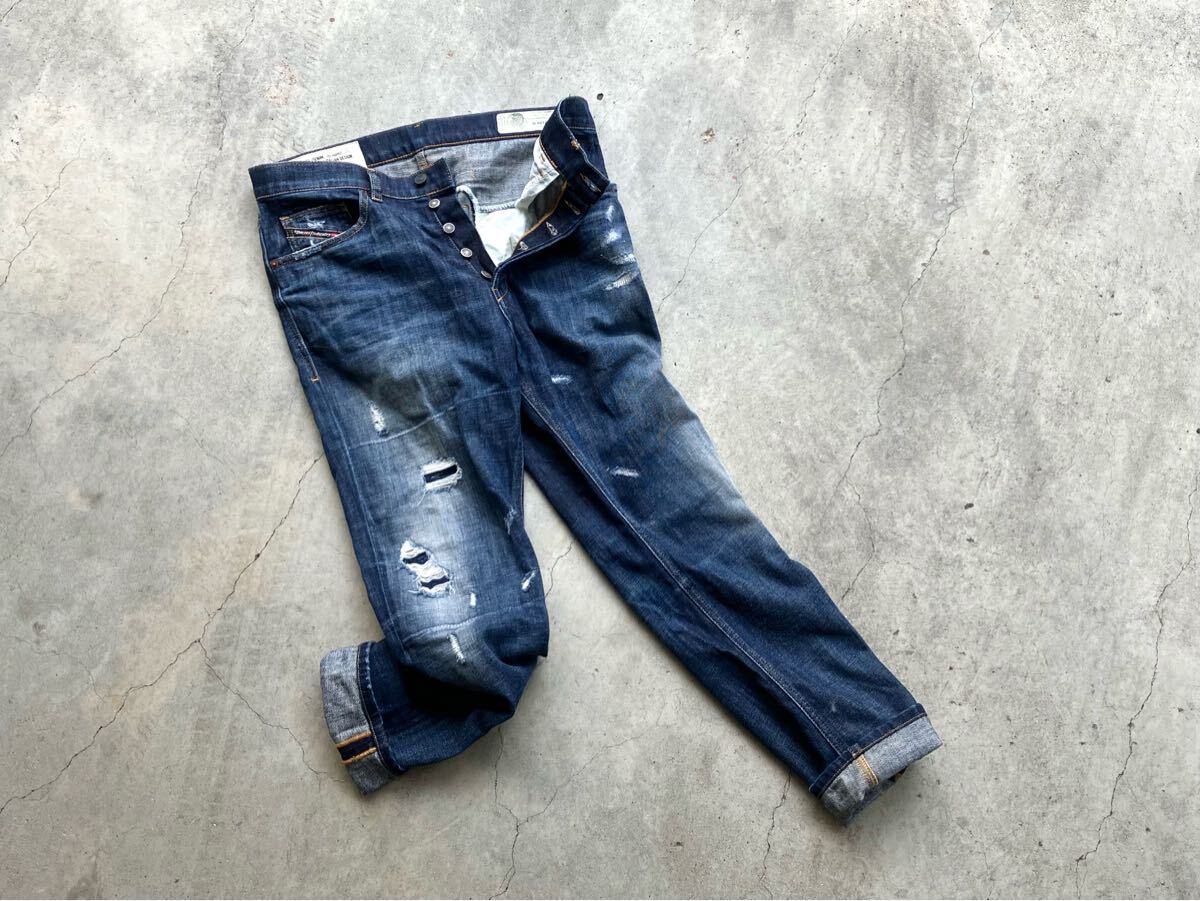 DIESEL ダメージ加工 インディゴ染め デニムパンツ W32 L32 DIESEL ダメージ加工 インディゴ染め デニムパンツ W32 L32