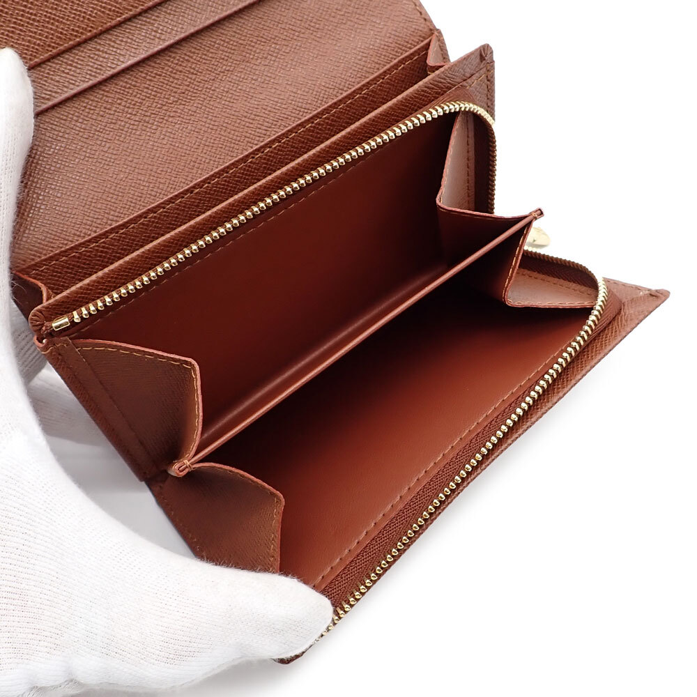  не использовался товар LOUIS VUITTON Louis Vuitton porutofoiyu*torezo-ru складывать кошелек M61736 новая модель монограмма Brown Gold металлические принадлежности 