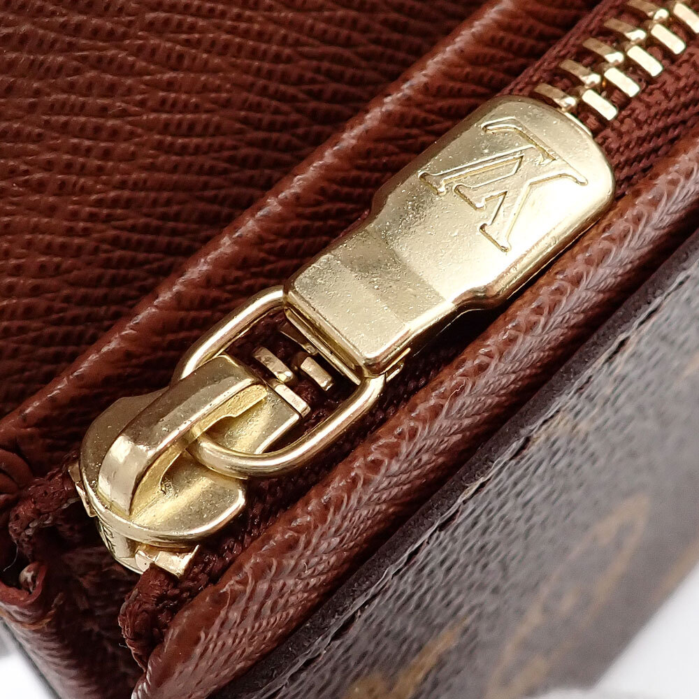  не использовался товар LOUIS VUITTON Louis Vuitton porutofoiyu*torezo-ru складывать кошелек M61736 новая модель монограмма Brown Gold металлические принадлежности 