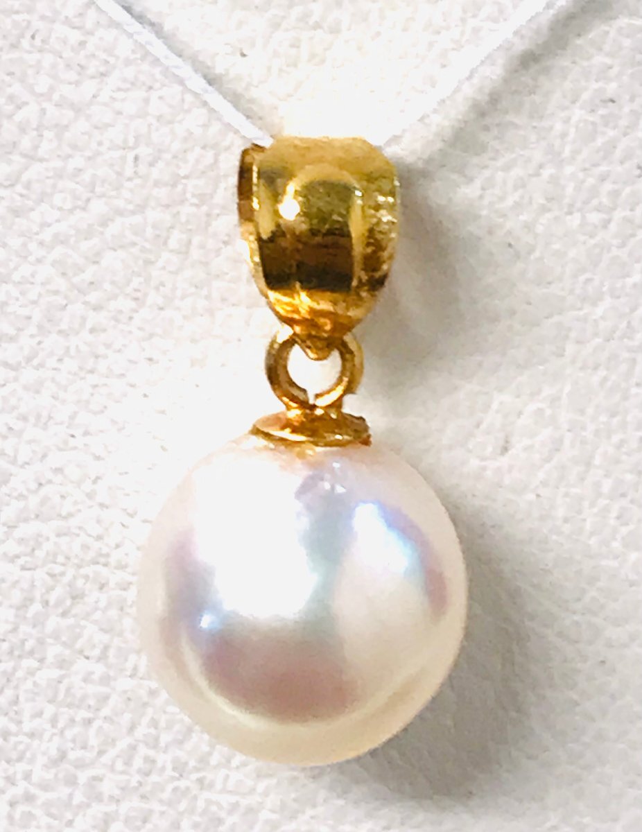 qoj.YPB15 K18　アコヤ真珠　ピンクホワイト　ペンダントトップ　8.5mm玉_画像2