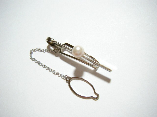 ★ パール 6.3mm ネクタイピン タイピン シルバーカラー【JU25】