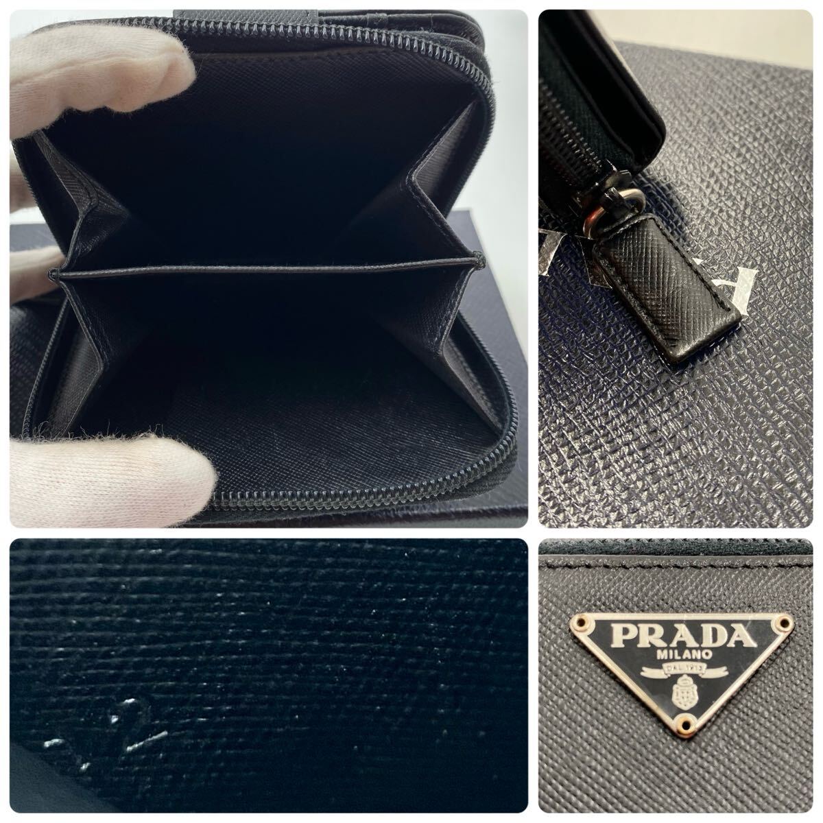 60【極美品】プラダ PRADA サフィアーノ レザー 二つ折り 60【極美品】プラダ PRADA サフィアーノ レザー 二つ折り