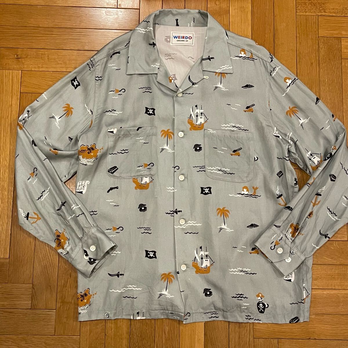 WEIRDO 長袖オープンカラーシャツ サイズ表記XL ウィアード 中古 WEIRDO 長袖オープンカラーシャツ サイズ表記XL ウィアード 中古
