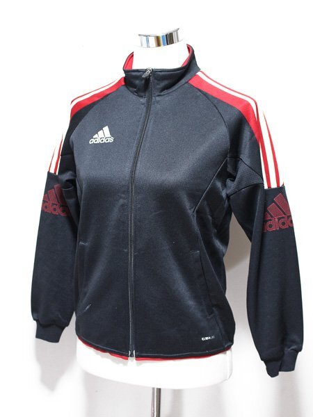 adidas アディダス ロゴ ジップ ジャージジャケット 黒 150