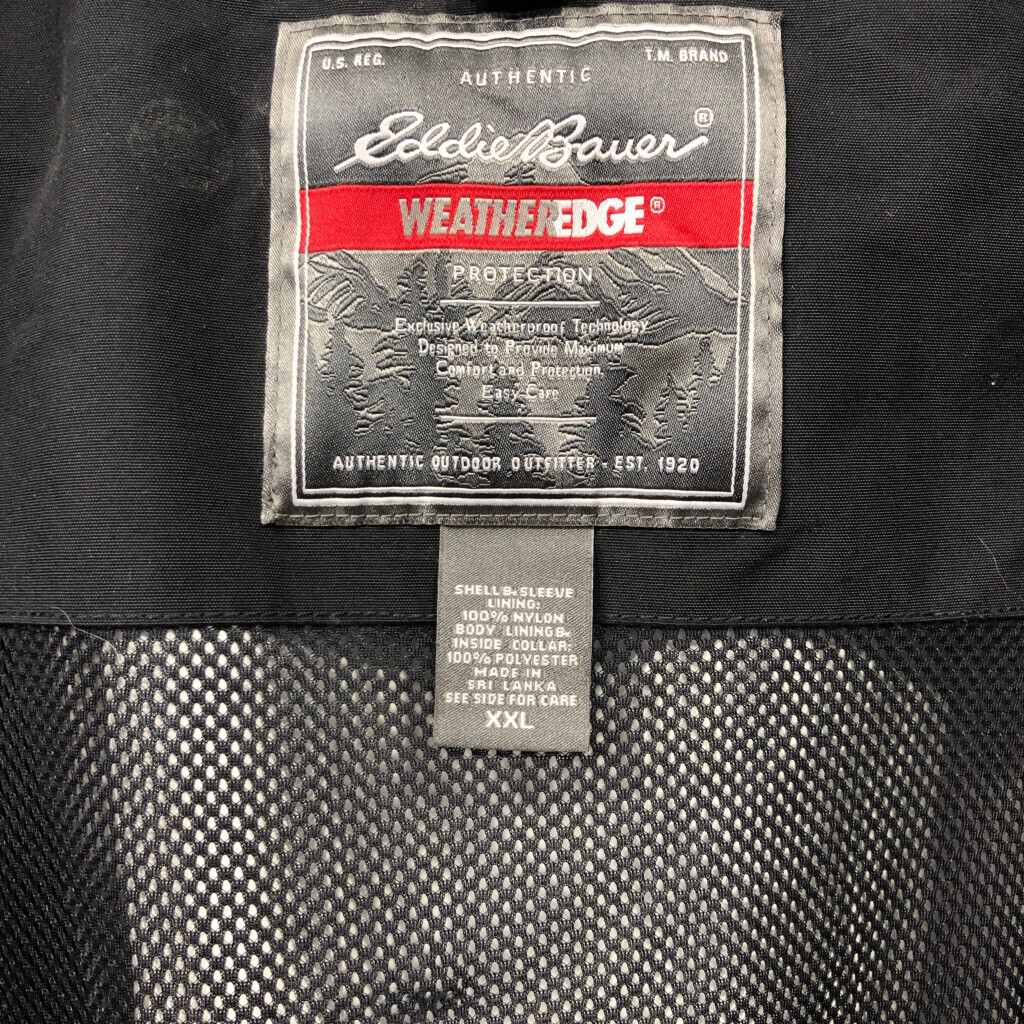 Eddie Bauer エディーバウアー WEATHER EDGE パーカージャケット アウトドア 防水 ブラック (メンズ 2XL) 中古 古著 Q8573