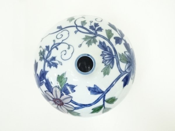 ys7283976; 宗sou 有田焼 源右衛門窯造 染錦鉄線花花瓶（共箱